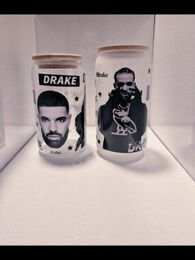 Drake Toronto 16oz Frosted OR Clear Glass Tumbler Lid Straw Custom Made-to-order